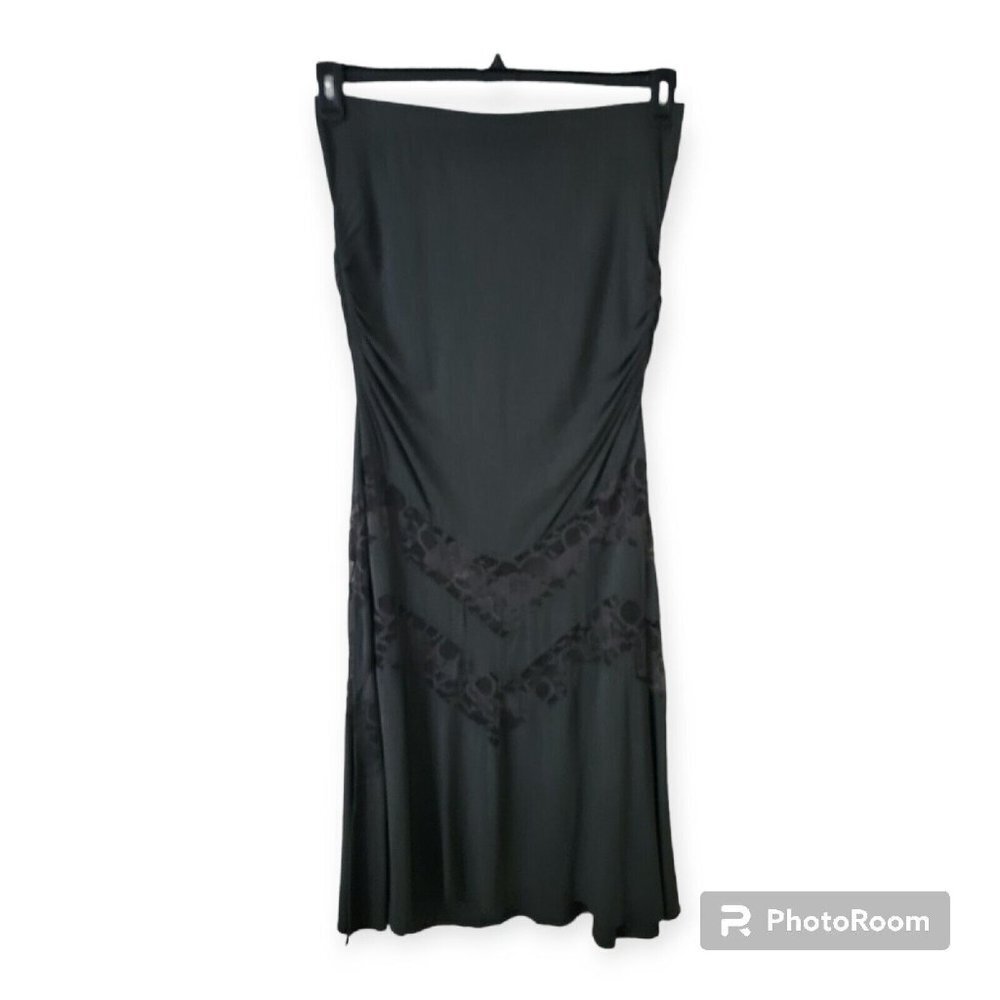 Torrid 0 Gray Rayon And Spandex Strapless Lace And Ruche Detail Dress Size L